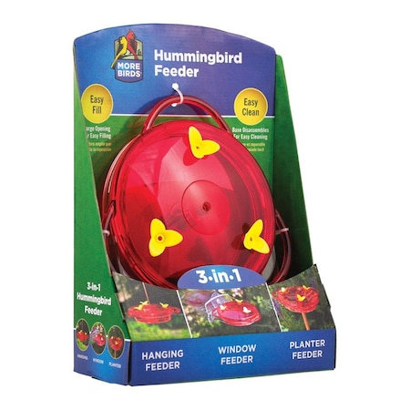 More Birds More Birds Hummingbird Plastic Nectar Feeder 3 ports 30